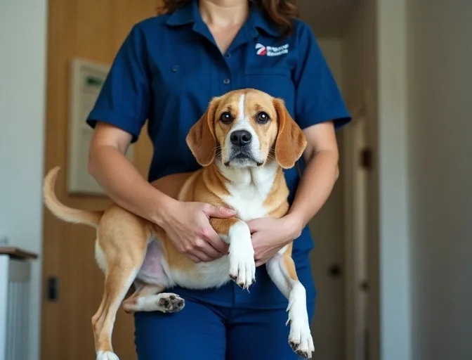 Technician respectfully transporting a deceased dog in Lynbrook